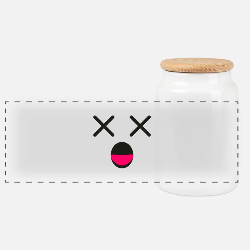 Visual expression - Panoramic Cookie Jar with Wooden Lid - white