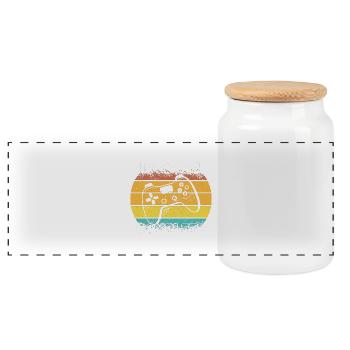 level 24 complete - Panoramic Cookie Jar with Wooden Lid - white - Front