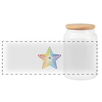 Colored Star - Panoramic Cookie Jar with Wooden Lid - white - Front