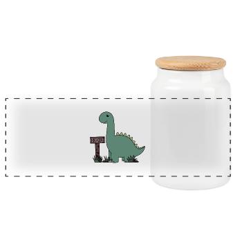 Dino Théo - Boîte à biscuits avec couvercle en bois - blanc - Devant