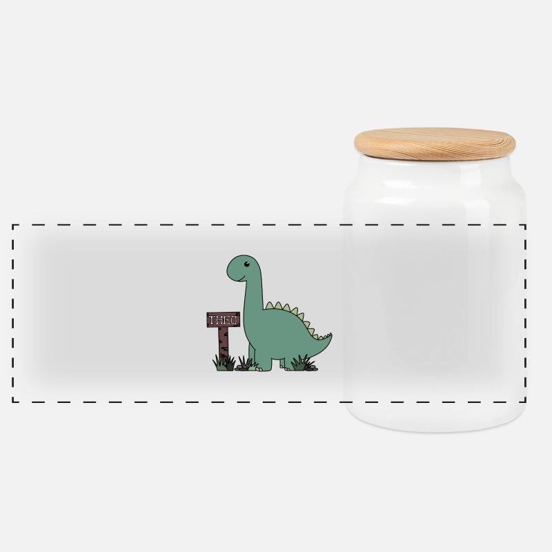 Dino Theo - Panorama Keksdose mit Holzdeckel - Weiß