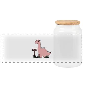Dino Hanna - Boîte à biscuits avec couvercle en bois - blanc - Devant