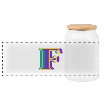 Buchstabe f mehrfarbig - originelle Geschenkidee - Panorama Keksdose mit Holzdeckel - Weiß - Vorne