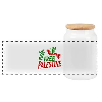 Free palestine - Boîte à biscuits avec couvercle en bois - blanc - Devant