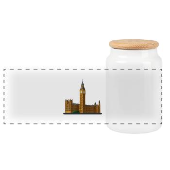 Big Ben with the London Eye - Panoramic Cookie Jar with Wooden Lid - white - Front