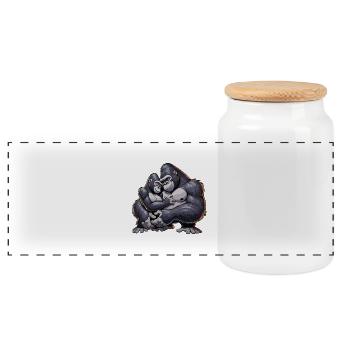 Couple de gorilles 6 - Boîte à biscuits avec couvercle en bois - blanc - Devant