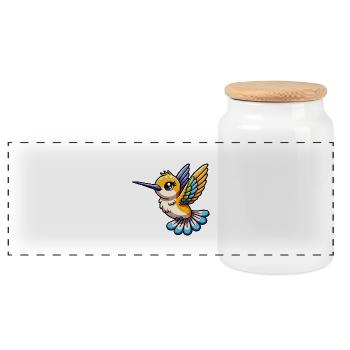 Hummingbird baby - Panoramic Cookie Jar with Wooden Lid - white - Front