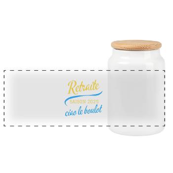 Retraite Saison 2025 Ciao Le Boulot - Boîte à biscuits avec couvercle en bois - blanc - Devant
