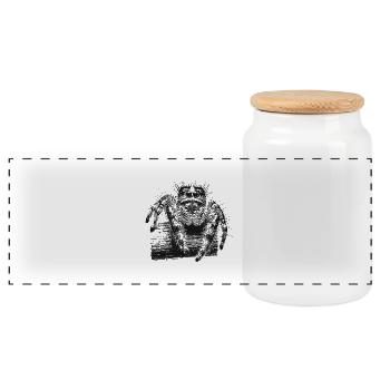 Araignée sauteuse - Boîte à biscuits avec couvercle en bois - blanc - Devant