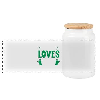 Baby loading babes women mother design newborn - Panoramic Cookie Jar with Wooden Lid - white - Front