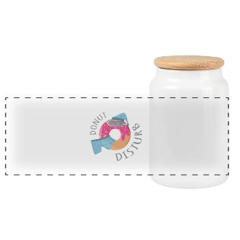 « Donut Disturb » - Chemise de sommeil drôle - Boîte à biscuits avec couvercle en bois - blanc - Devant