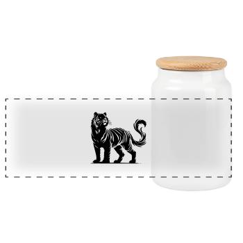 Tiger Animal - Panorama Keksdose mit Holzdeckel - Weiß - Vorne