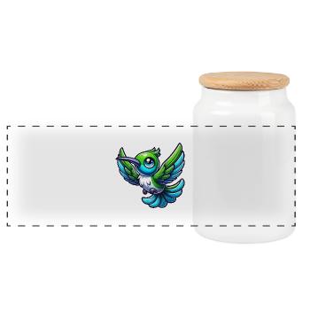 Kolibri Vogel - Panorama Keksdose mit Holzdeckel - Weiß - Vorne