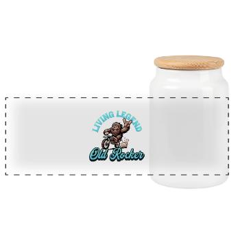 Living Legend Old Rocker - Bigfoot Pensioner - Panoramic Cookie Jar with Wooden Lid - white - Front