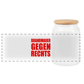 brandmauer gegen rechts - Panorama Keksdose mit Holzdeckel - Weiß - Vorne
