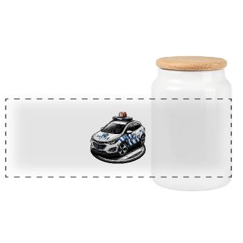 Voiture de police English - Boîte à biscuits avec couvercle en bois - blanc - Devant