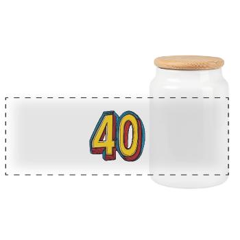 40 Symbole numérique - Boîte à biscuits avec couvercle en bois - blanc - Devant