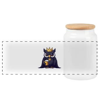 Owl Beer Funny - Panoramic Cookie Jar with Wooden Lid - white - Front