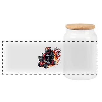 Scooter de course - Boîte à biscuits avec couvercle en bois - blanc - Devant