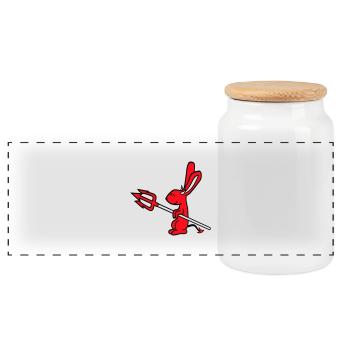 Bunny Devil Démon Mal Satan Enfer Trident Costume - Boîte à biscuits avec couvercle en bois - blanc - Devant
