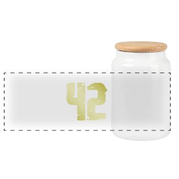 42 Number Vintage - Panoramic Cookie Jar with Wooden Lid - white - Front