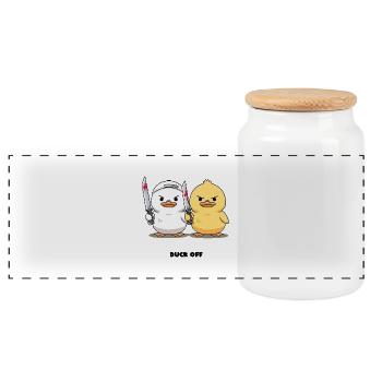 Duck off - Panorama Keksdose mit Holzdeckel - Weiß - Vorne