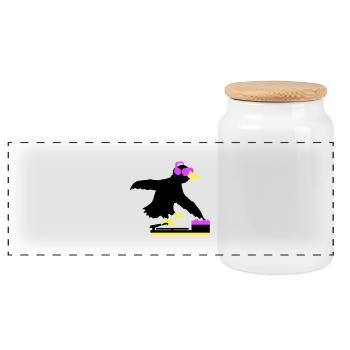 Raven DJ Club Music Listening Sunglasses Headphones - Panoramic Cookie Jar with Wooden Lid - white - Front
