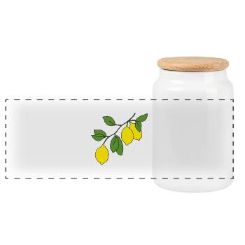Lemon Branch - Panoramic Cookie Jar with Wooden Lid - white - Front