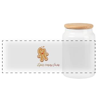 logo épicé comme la vie - Boîte à biscuits avec couvercle en bois - blanc - Devant