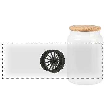 Rim - Panoramic Cookie Jar with Wooden Lid - white - Front