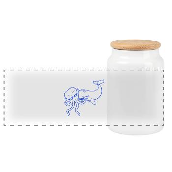 Octopus Whale 2 Fighting Deep Sea Monster Sea Monster - Panoramic Cookie Jar with Wooden Lid - white - Front
