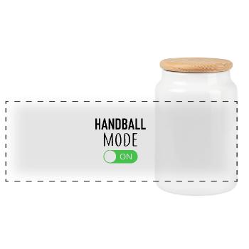 aaa Handball Mode On - Panoramic Cookie Jar with Wooden Lid - white - Front