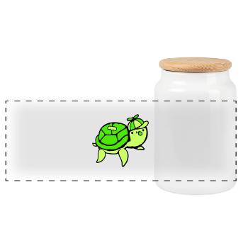 Wasserschildkröte Kind Teenager Cap Kaugummiblase - Panorama Keksdose mit Holzdeckel - Weiß - Vorne