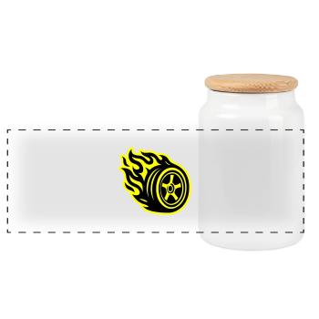Voiture Tire Flame - Boîte à biscuits avec couvercle en bois - blanc - Devant