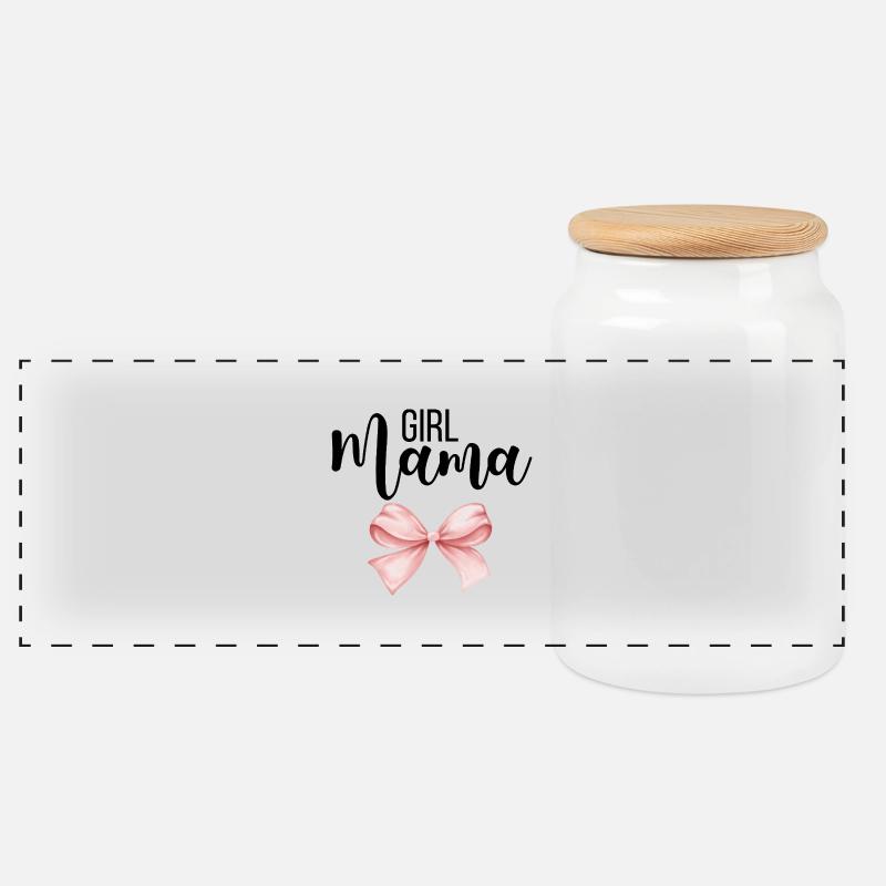 Mädchen Mama, Girl Mama - Panorama Keksdose mit Holzdeckel - Weiß