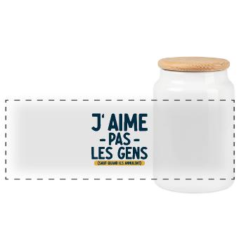 J’aime pas les gens T-shirt drôle français - Boîte à biscuits avec couvercle en bois - blanc - Devant