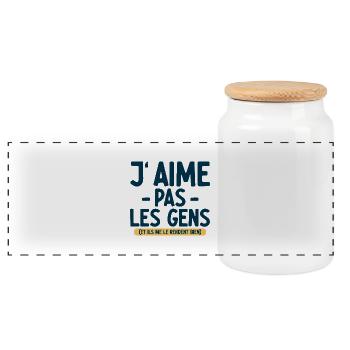 J’aime pas les gens T-shirt drôle français - Boîte à biscuits avec couvercle en bois - blanc - Devant