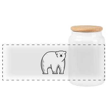 Polar bear - Panoramic Cookie Jar with Wooden Lid - white - Front