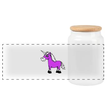 licorne sourit assez sympathique cheval de dessin animé - Boîte à biscuits avec couvercle en bois - blanc - Devant