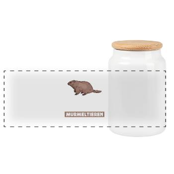 No time! I have to go to the groundhog rodent - Panoramic Cookie Jar with Wooden Lid - white - Front