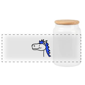 Horse Cute Pony Foal Long Hair Cute Comic - Panoramic Cookie Jar with Wooden Lid - white - Front