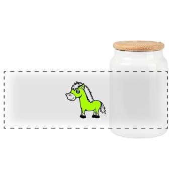 Pferd steht Reiter Cartoon reiten süß Comic Cool - Panorama Keksdose mit Holzdeckel - Weiß - Vorne