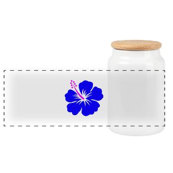 hibiscus - hawaii - Boîte à biscuits avec couvercle en bois - blanc - Devant
