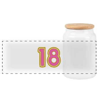 18. 18 YEARS OLD. 18th ANNIVERSARY - Panoramic Cookie Jar with Wooden Lid - white - Front