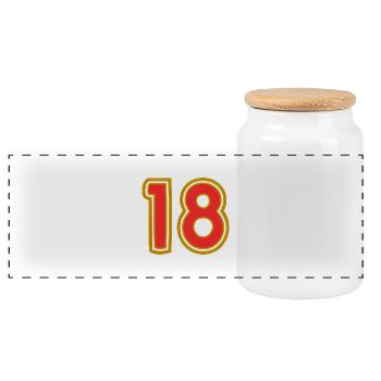 18. 18 YEARS OLD. 18th ANNIVERSARY. 18 BIRTHDAY. - Panoramic Cookie Jar with Wooden Lid - white - Front