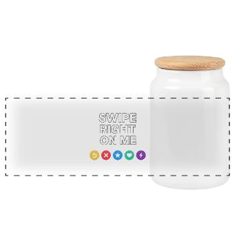 Swipe Right On Me - Dating Design - Panoramic Cookie Jar with Wooden Lid - white - Front