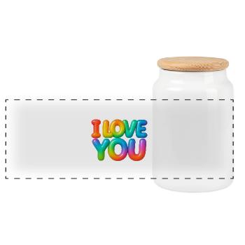 I love you - Panorama Keksdose mit Holzdeckel - Weiß - Vorne