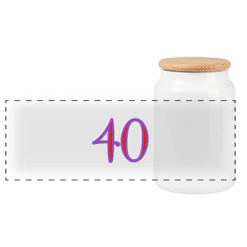 40. 40 YEARS. 40th ANNIVERSARY. 40 YEARS ANNIVERSARY. - Panoramic Cookie Jar with Wooden Lid - white - Front