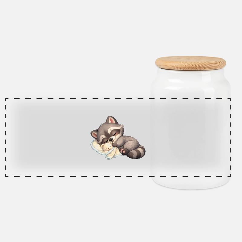 Baby Oskar mit Schnuffeltuch - Panorama Keksdose mit Holzdeckel - Weiß