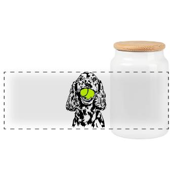 Cocker Spaniel Chien Chien Wilsigns - Boîte à biscuits avec couvercle en bois - blanc - Devant
